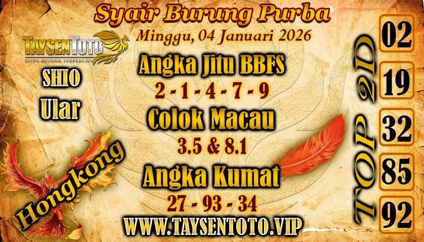 Syair Burung Purba HK Hari Minggu, 04 Januari 2026