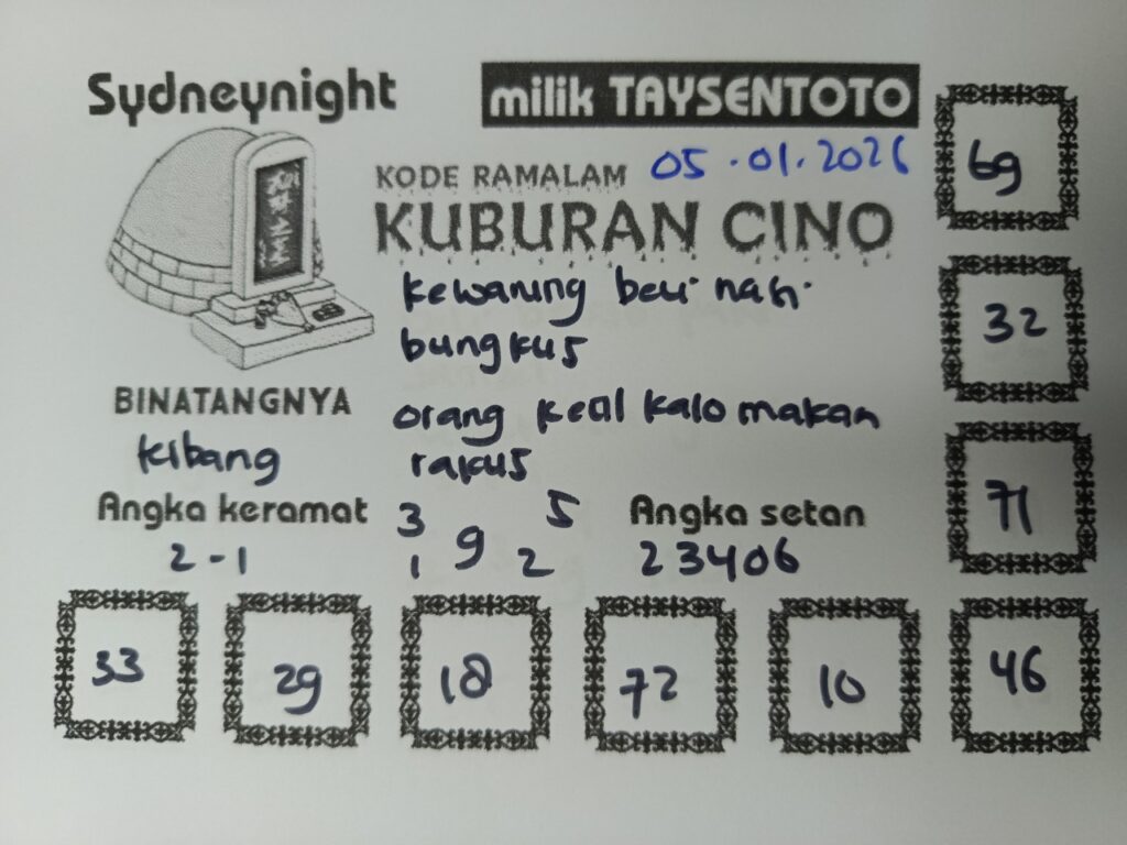 Syair Kuburan Cino SydneyNight Hari ini Senin, 05 Januari 2026