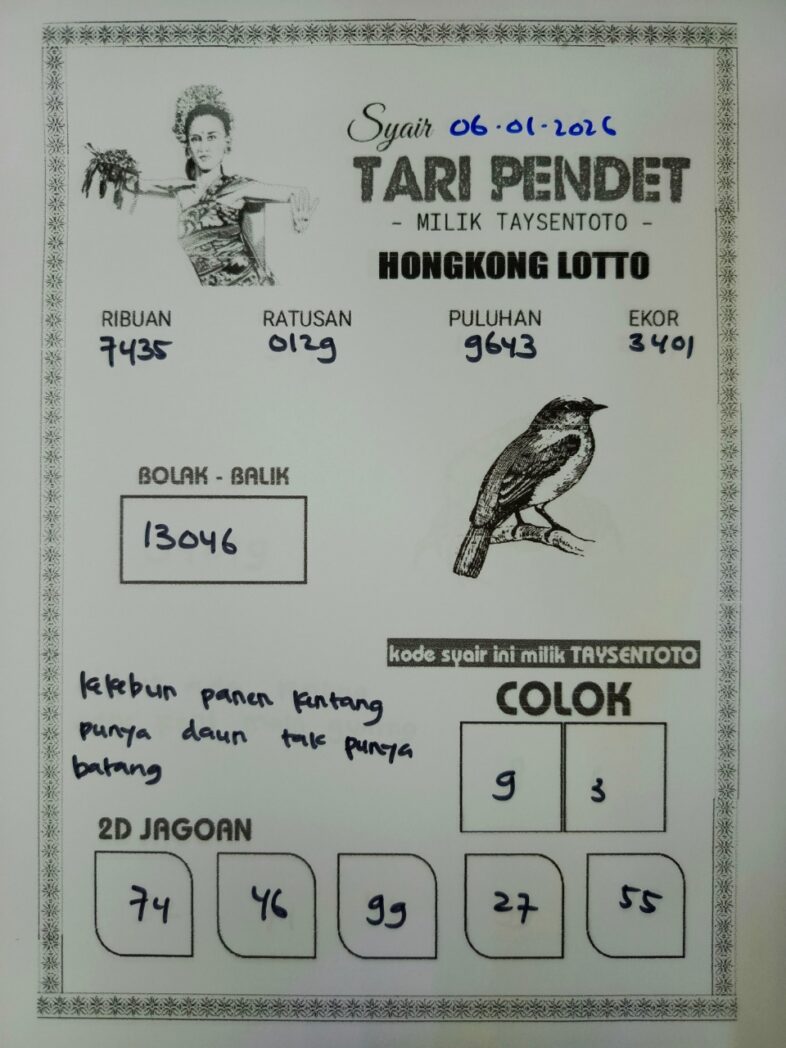 Syair Tari Pendet HK Hari Selasa, 06 Januari 2026