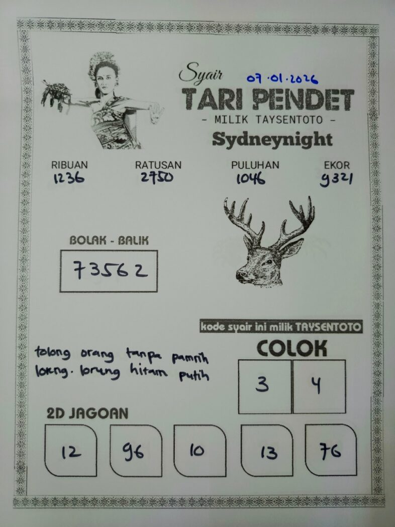Syair Tari Pendet SydneyNight Hari ini Rabu, 07 Januari 2026