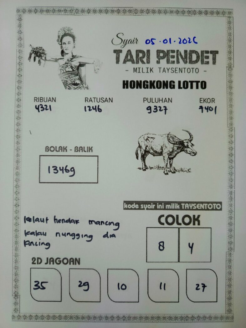 Syair Tari Pendet HK Hari Senin, 05 Januari 2026