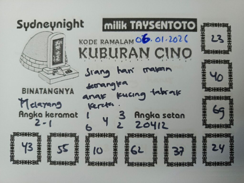 Syair Kuburan Cino SydneyNight Hari ini Selasa, 06 Januari 2026