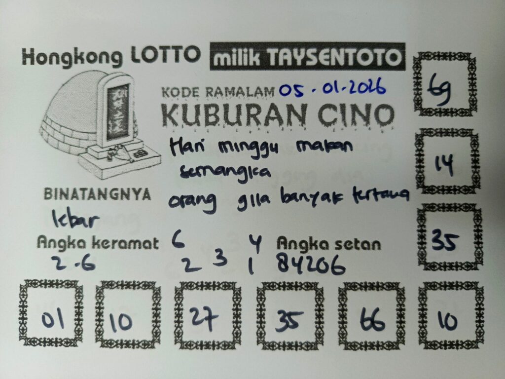 Syair Kuburan Cino HK Hari Senin, 05 Januari 2026