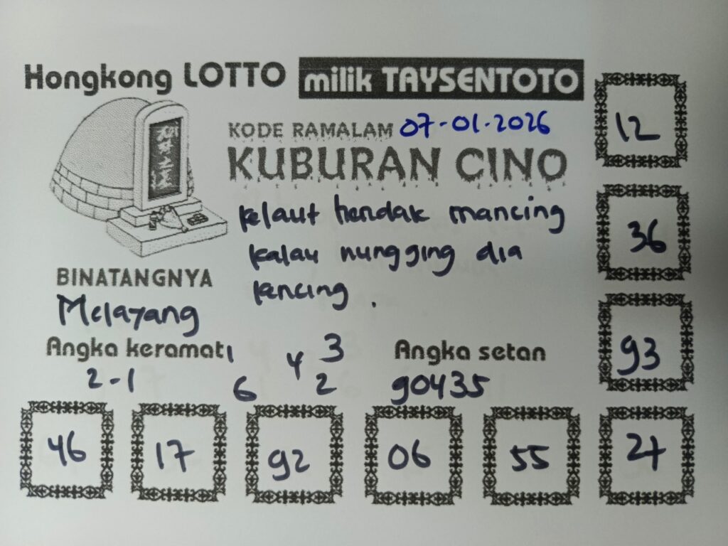 Syair Kuburan Cino HK Hari Rabu, 07 Januari 2026