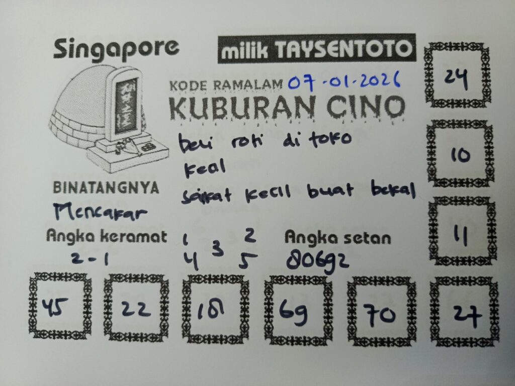 Syair Kuburan Cino SGP Hari ini Rabu, 07 Januari 2026