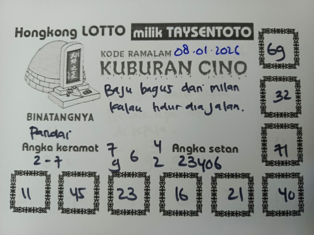 Syair Kuburan Cino HK Hari Kamis, 08 Januari 2026