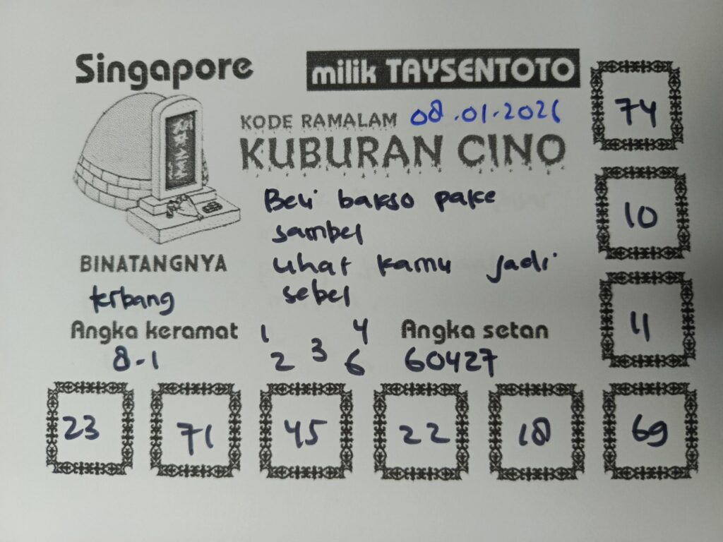 Syair Kuburan Cino SGP Hari ini Kamis, 08 Januari 2026