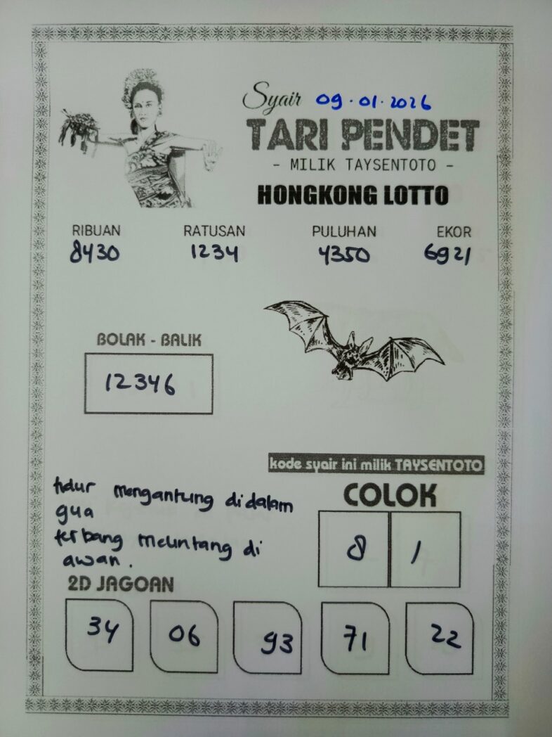 Syair Tari Pendet HK Hari Jumat, 09 Januari 2026