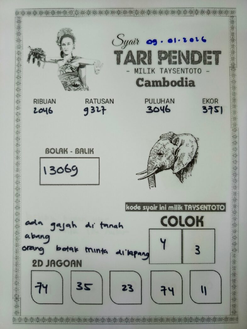 Syair Tari Pendet Cambodia Hari Ini Jumat, 09 Januari 2026