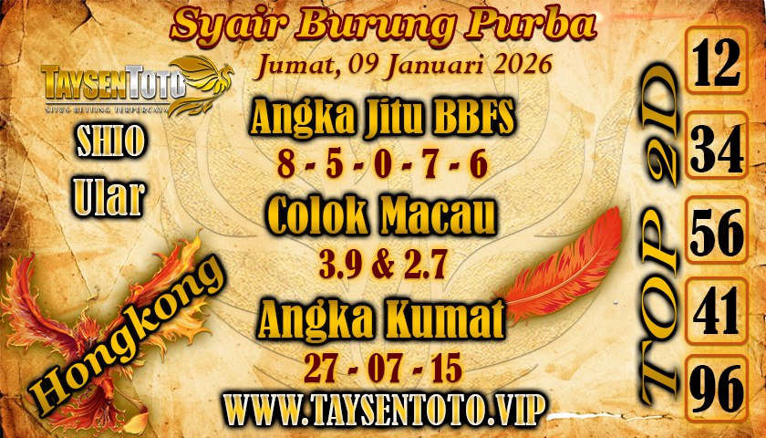 Syair Burung Purba HK Hari Jumat, 09 Januari 2026