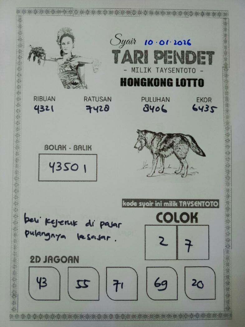 Syair Tari Pendet HK Hari Sabtu, 10 Januari 2026