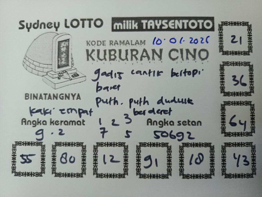Syair Kuburan Cino Sydney Hari ini Sabtu, 10 Januari 2026