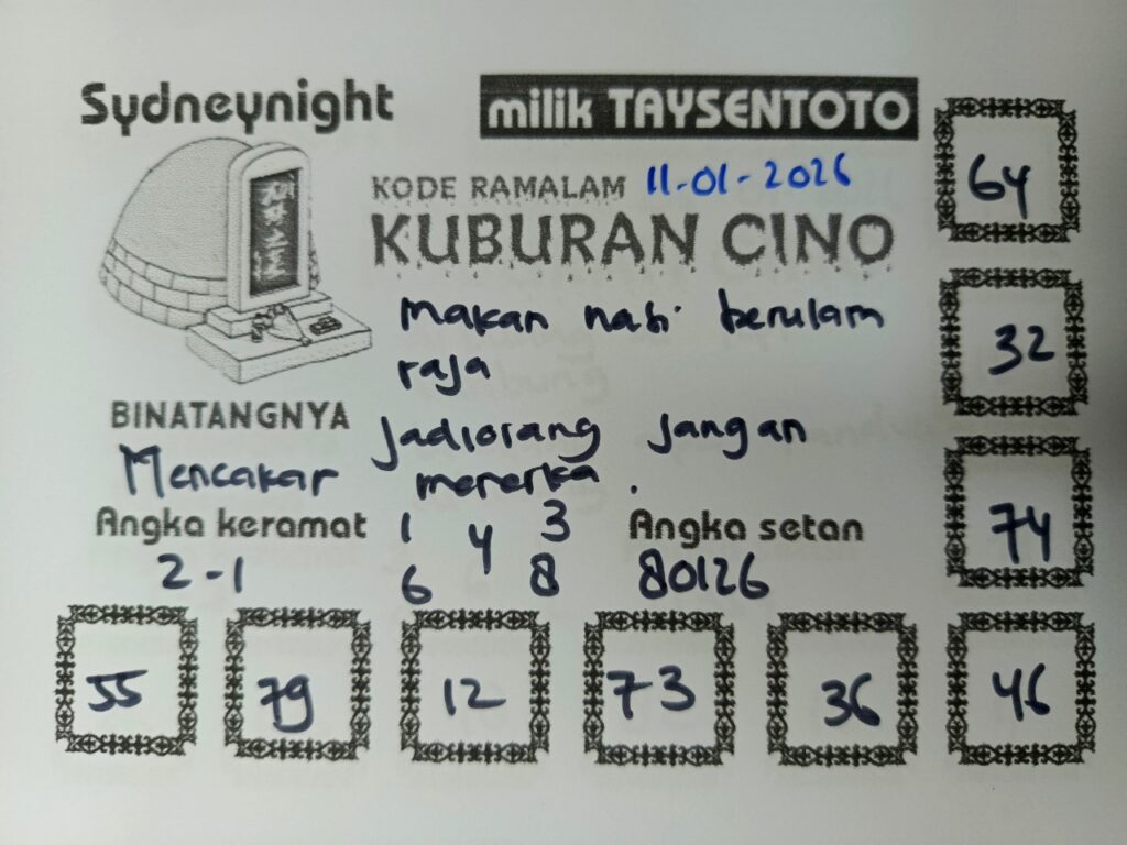Syair Kuburan Cino SydneyNight Hari ini Minggu, 11 Januari 2026