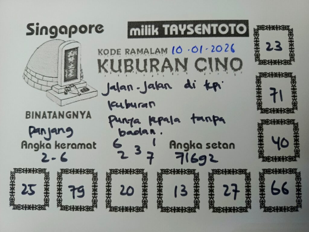 Syair Kuburan Cino SGP Hari ini Sabtu, 10 Januari 2026