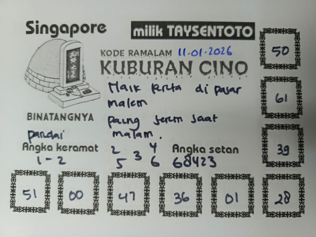 Syair Kuburan Cino SGP Hari ini Minggu, 11 Januari 2026