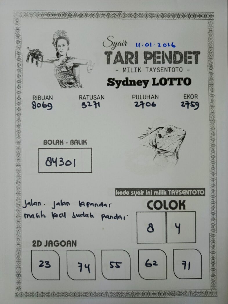 Syair Tari Pendet Sydney Hari ini Minggu, 11 Januari 2026