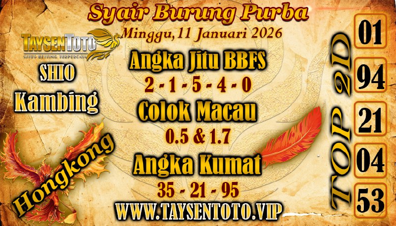 Syair Burung Purba HK Hari Minggu, 11 Januari 2026