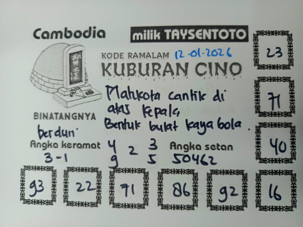 Syair Kuburan Cino Cambodia Hari Ini Senin, 12 Januari 2026