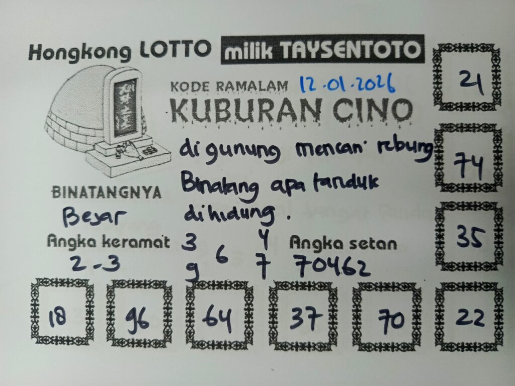 Syair Kuburan Cino HK Hari Senin, 12 Januari 2026