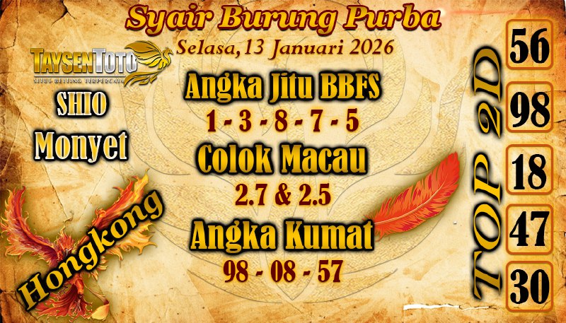 Syair Burung Purba HK Hari Selasa, 13 Januari 2026