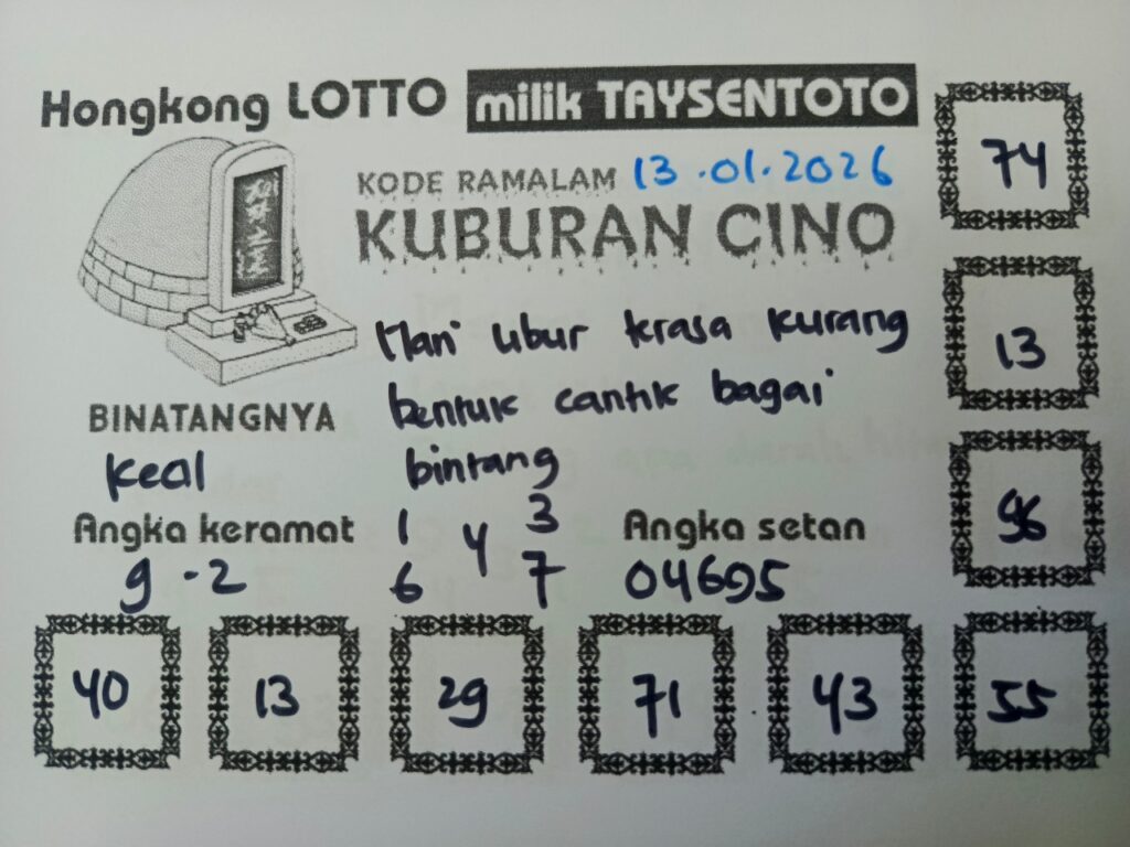 Syair Kuburan Cino HK Hari Selasa, 13 Januari 2026
