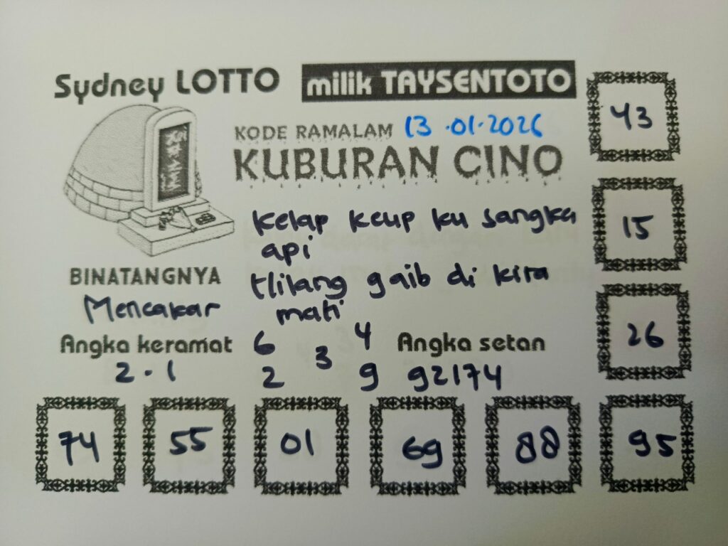 Syair Kuburan Cino Sydney Hari ini Selasa, 13 Januari 2026