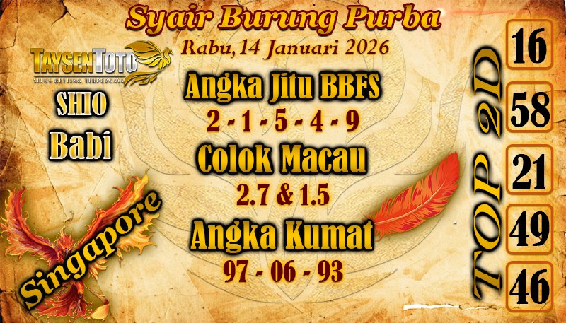 Syair Colok Bebas Hari Rabu, 14 Januari 2026