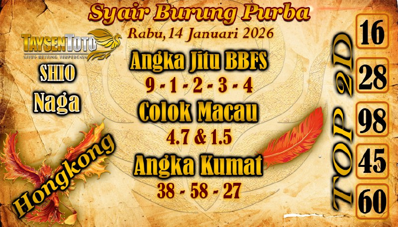 Syair Burung Purba HK Hari Rabu, 14 Januari 2026