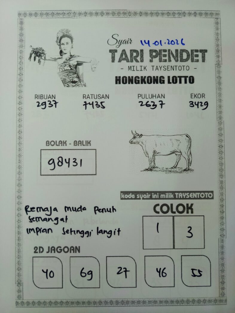 Syair Tari Pendet HK Hari Rabu, 14 Januari 2026