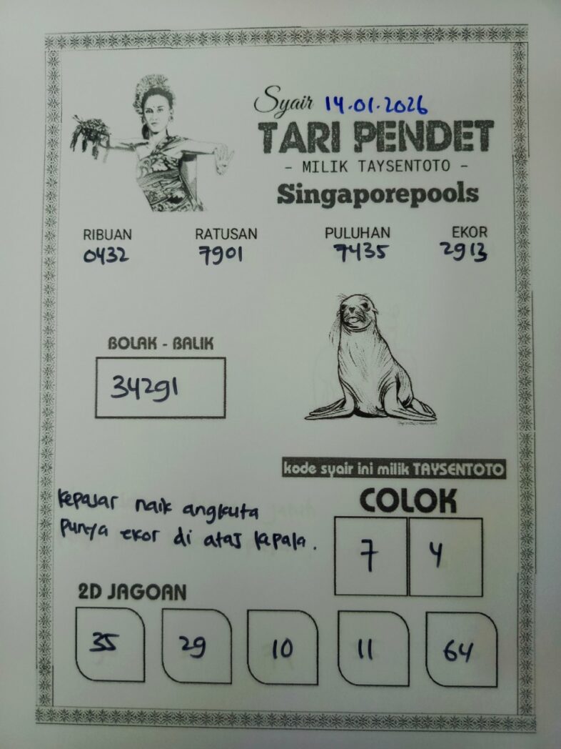 Syair Tari Pendet SGP Hari ini Rabu, 14 Januari 2026