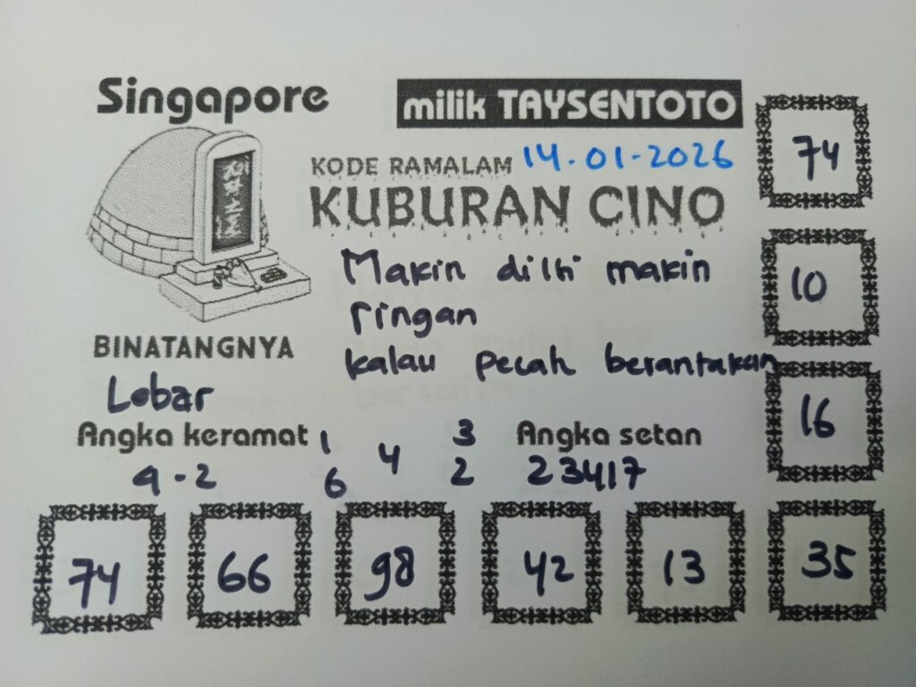 Syair Kuburan Cino SGP Hari ini Rabu, 14 Januari 2026
