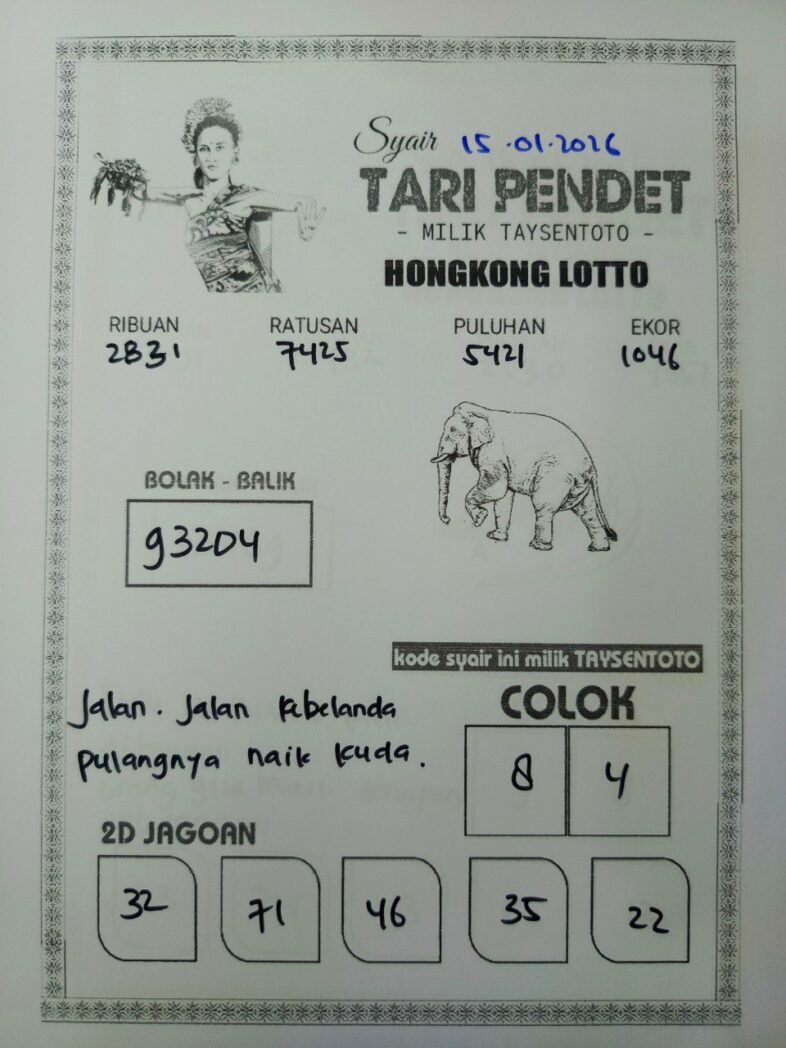 Syair Tari Pendet HK Hari Kamis, 15 Januari 2026