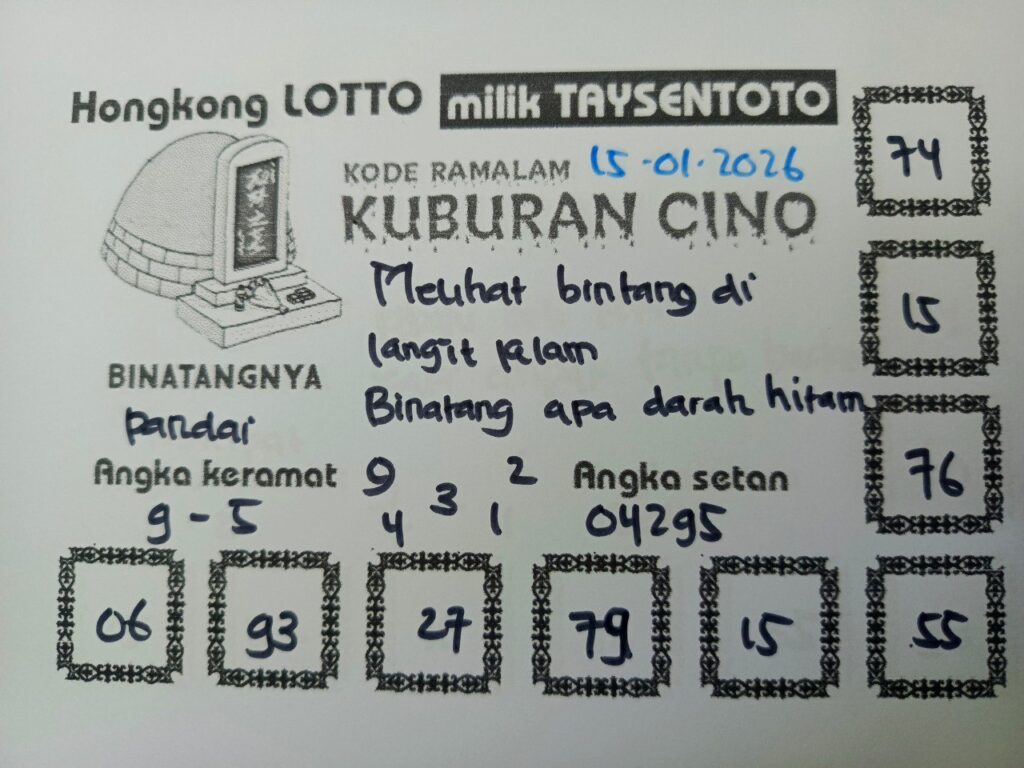 Syair Kuburan Cino HK Hari Kamis, 15 Januari 2026