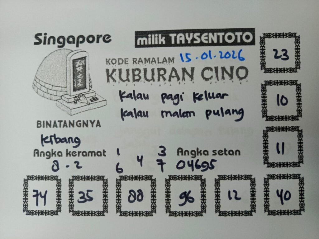 Syair Kuburan Cino SGP Hari ini Kamis, 15 Januari 2026
