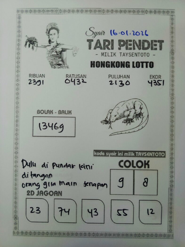 Syair Tari Pendet HK Hari Jumat, 16 Januari 2026