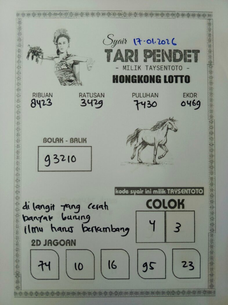 Syair Tari Pendet HK Hari Sabtu, 17 Januari 2026