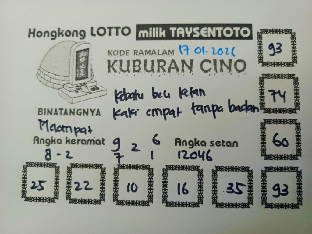 Syair Kuburan Cino HK Hari Sabtu, 17 Januari 2026