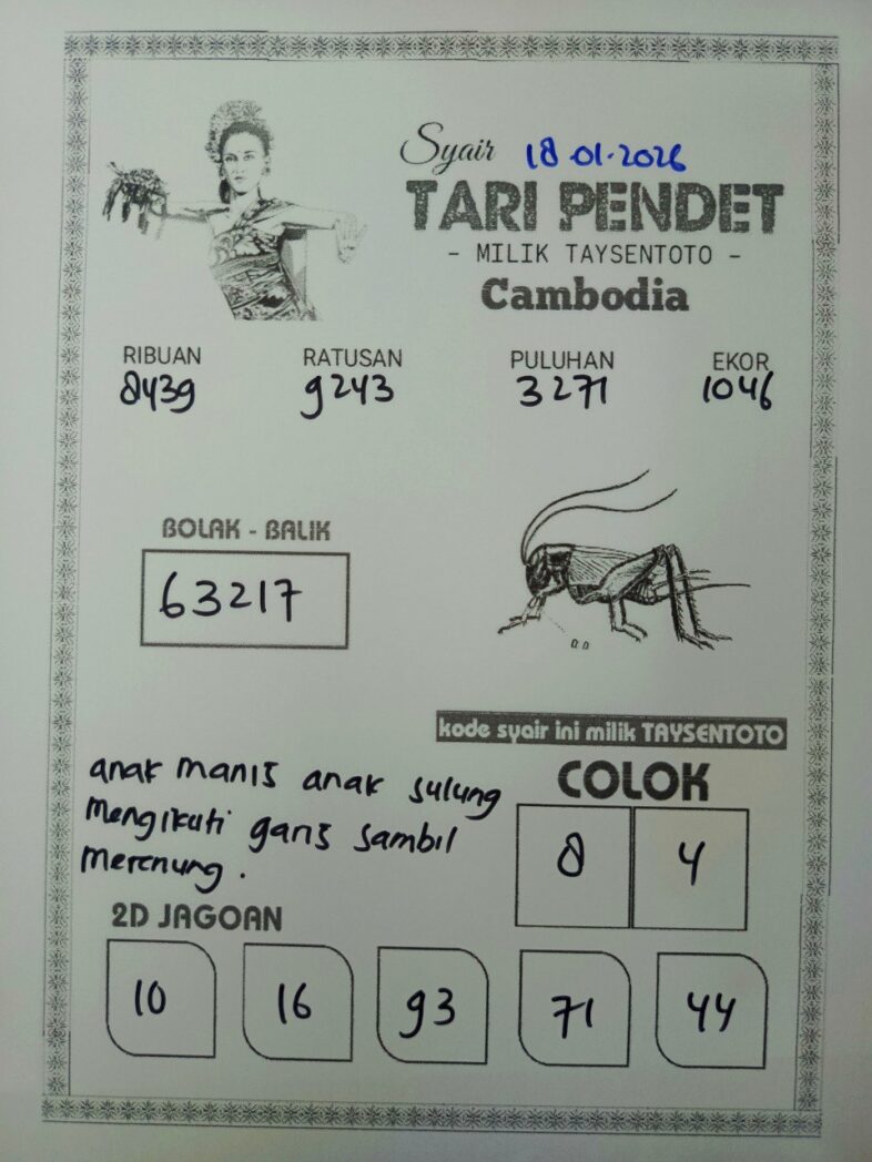 Syair Tari Pendet Cambodia Hari Ini Minggu,18 Januari 2026