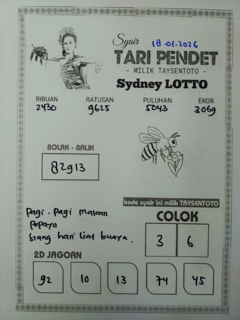 Syair Tari Pendet Sydney Hari ini Minggu, 18 Januari 2026
