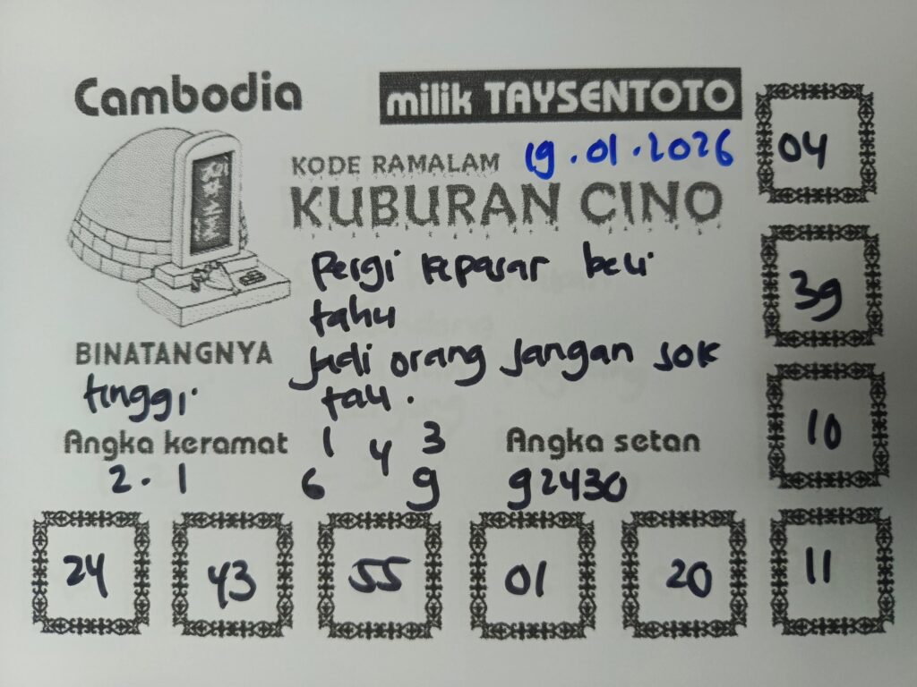 Syair Kuburan Cino Cambodia Hari Ini Minggu, 19 Januari 2026