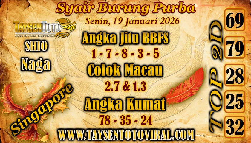 Syair Colok Bebas Hari Senin, 19 Januari 2026
