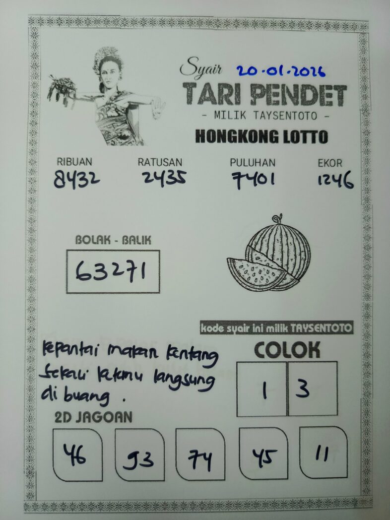 Syair Tari Pendet HK Hari Selasa, 20 Januari 2026