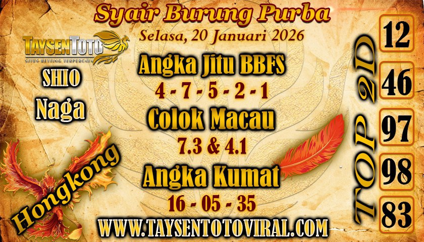 Syair Burung Purba HK Hari Selasa, 20 Januari 2026