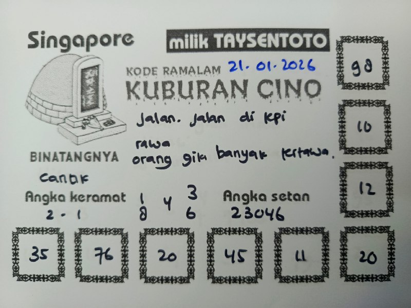 Syair Kuburan Cino SGP Hari ini Rabu, 21 Januari 2026