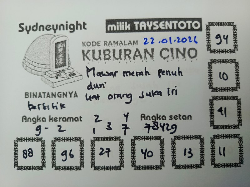 Syair Kuburan Cino SydneyNight Hari ini Rabu, 21 Januari 2026