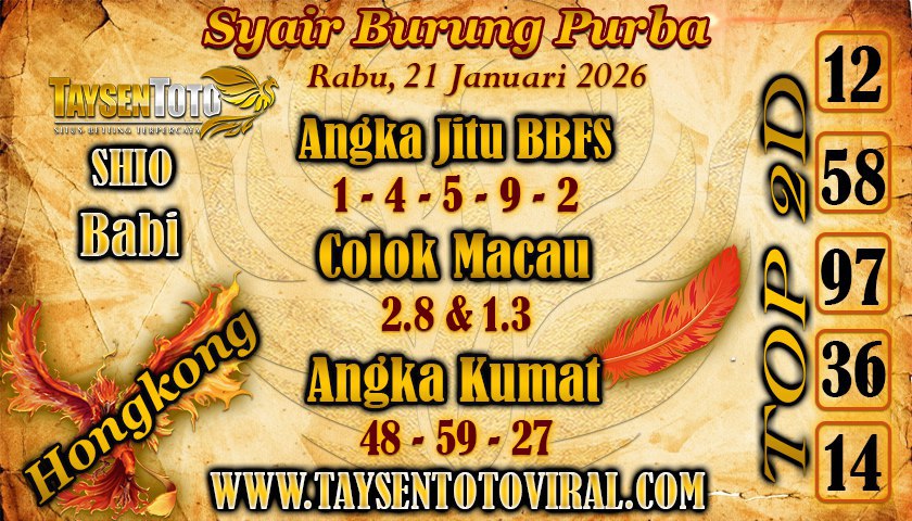 Syair Burung Purba HK Hari Rabu, 21 Januari 2026