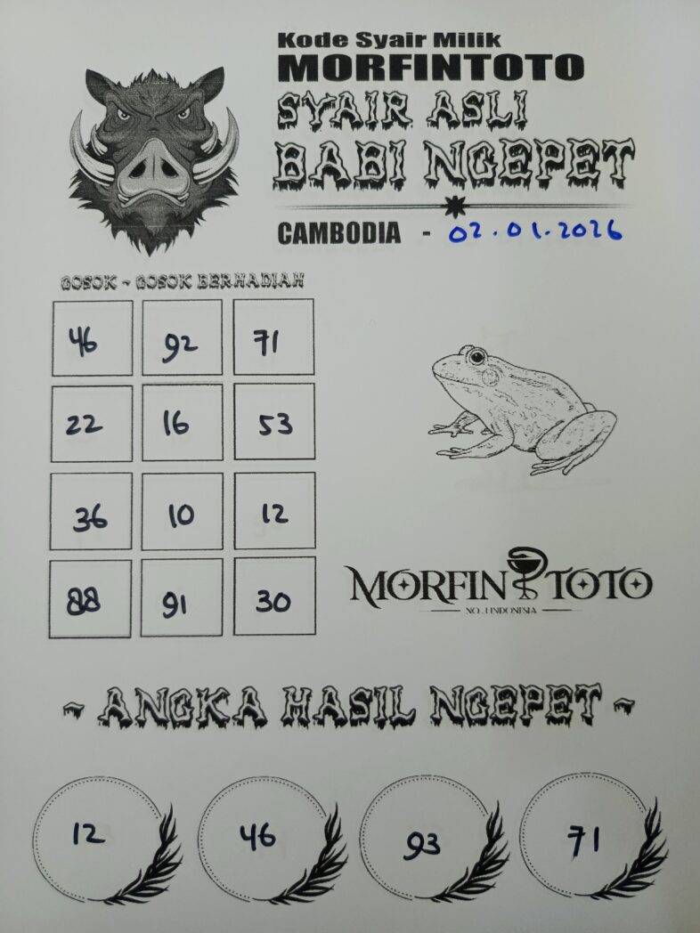 SYAIR TOGEL BABI NGEPET CAMBODIA 02 JANUARI 2026