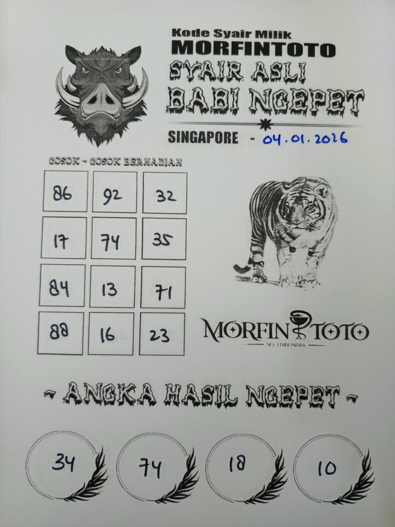 SYAIR TOGEL BABI NGEPET SINGAPORE 04 JANUARI 2026