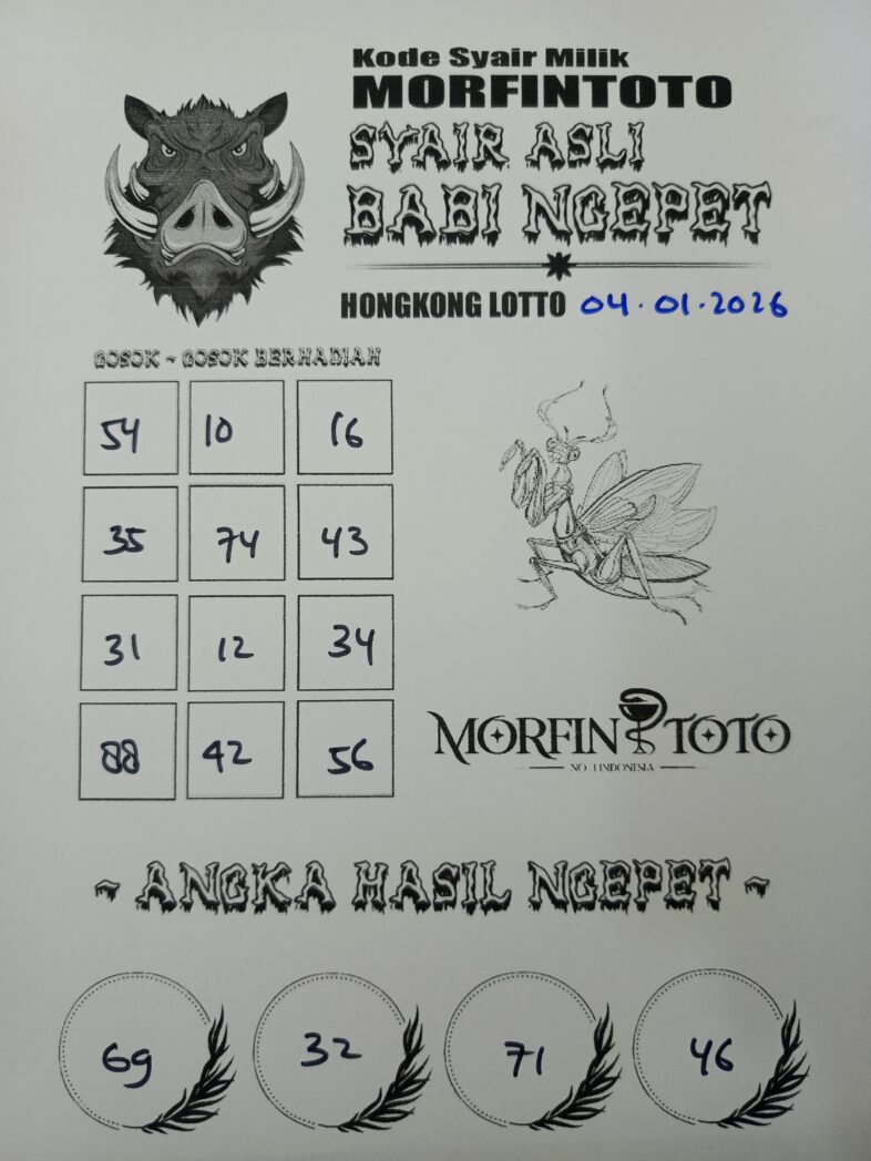 SYAIR TOGEL BABI NGEPET HONGKONG 04 JANUARI 2026
