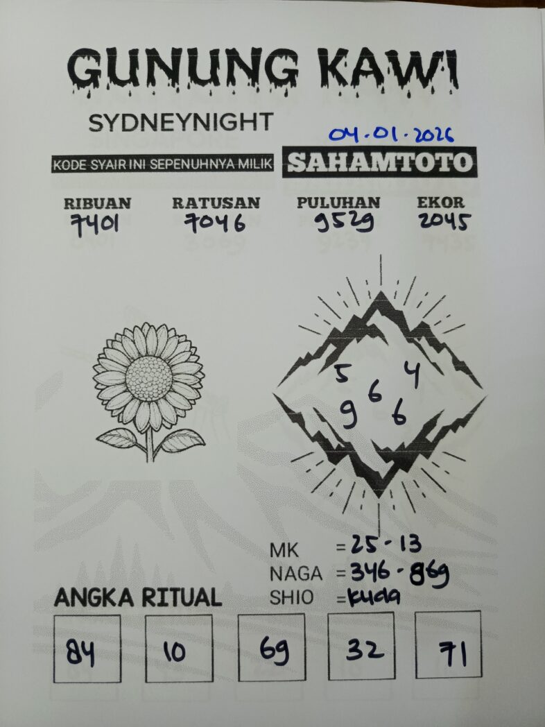 Syair Gunung Kawi SydneyNight Hari ini Minggu, 04 Januari 2026